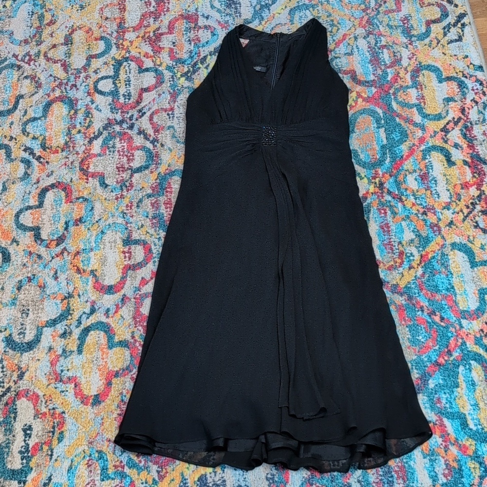 Anne Klein Size 10 Black Sleeveless 100% Silk Dress